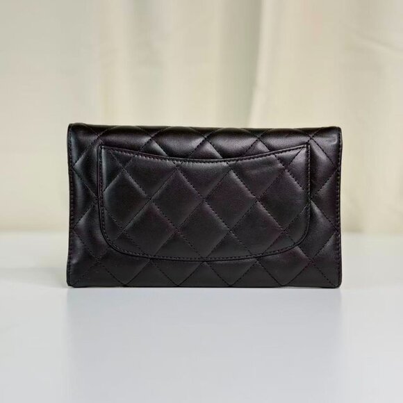 Chanel Black Leather Flap Wallet - Small Quilted Goods with Classic CC Logo - Picture 2 of 7